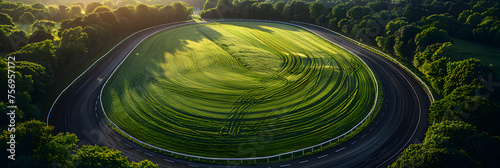 Aerial View of Rural Racetrack for Racehorses, Aerial image of the Delaware Park and race track