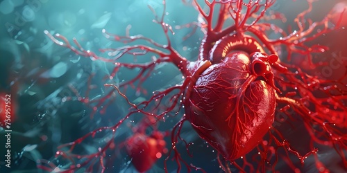Illustration Spotlight: Detailed Heart Structure in the Circulatory System. Concept Anatomy, Heart Structure, Circulatory System, Illustration Spotlight, Detailed Anatomy photo