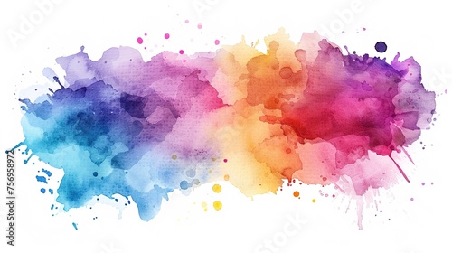 Bright colorful watercolor splash splatter stain, generative ai