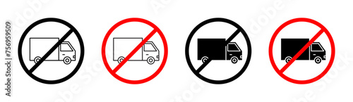 No Truck Sign Vector Illustration Set. Truck Limit Zone Sign suitable for apps and websites UI design style.