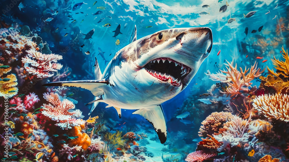 Fototapeta premium Shark Swimming in the Ocean