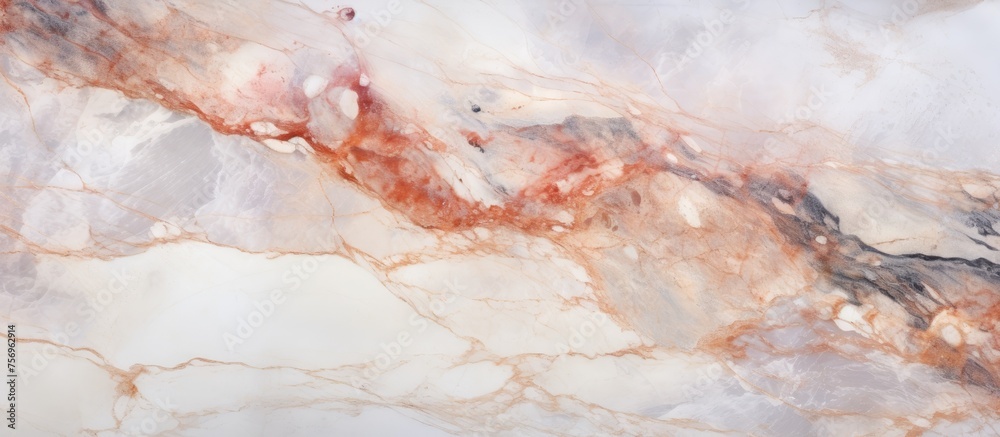 A mesmerizing closeup of a peachcolored marble texture, perfect for inspiring an art event or painting. The intricate patterns and colors make for a stunning visual