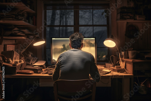 A Person at the Computer for Work and Gaming