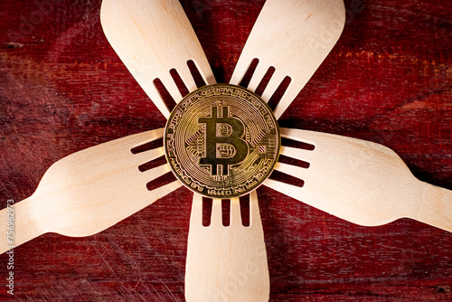 Bitcoin with wooden spoon