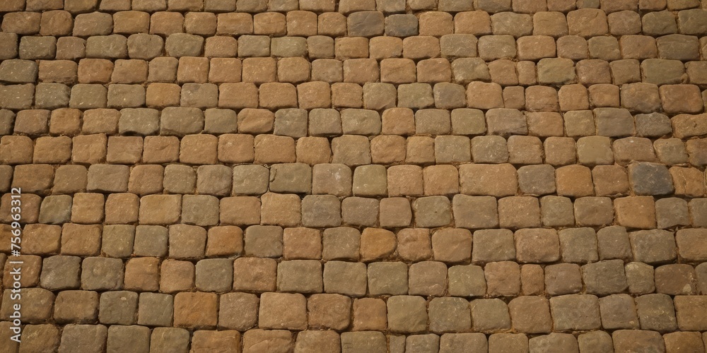 Stone pavement texture. Abstract background of cobblestone pavement close-up. Seamless texture. Perfect tiled on all sides.