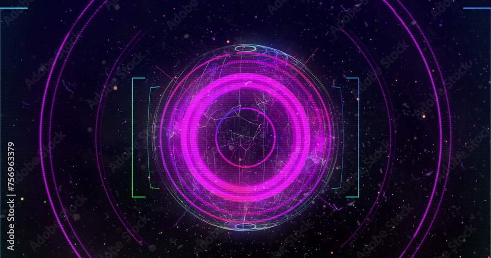 Image of scope scanning and globe spinning on black background Image of scope scanning and globe spinning on black background