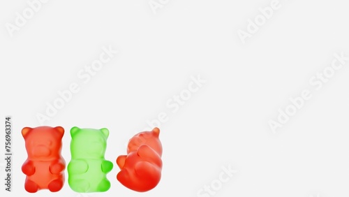 3d rendering of candy gummy bears on the white background photo