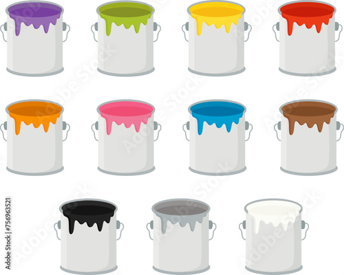 Vector illustration of cartoon paint cans.