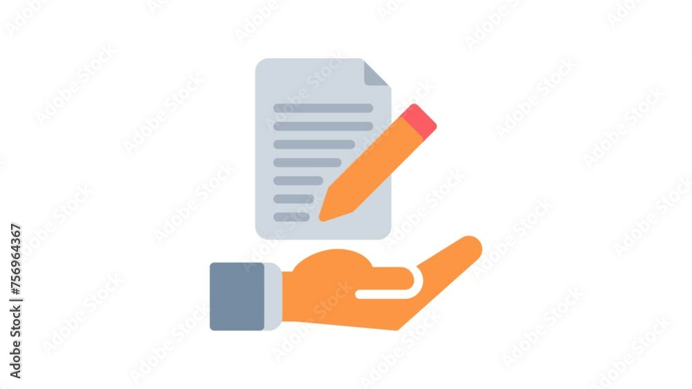 file icon animation. file in business basic color 4K video, transparent alpha channel. file animation icon on white background