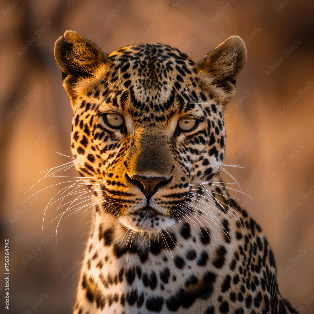Fototapeta premium A close-up portrait of a Leopard 