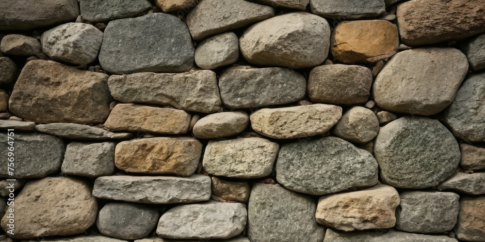 Stone wall texture background - grey stone siding with different sized stones