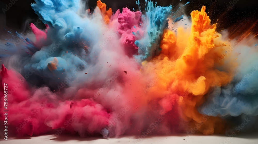 Different colored powder explosions