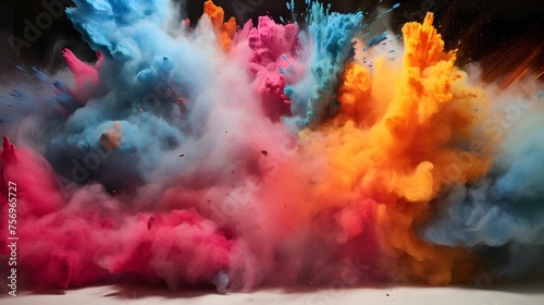 Different colored powder explosions