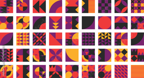 Geometric design element halftone graphic colorful shapes line vector shapes abstract mural background banner