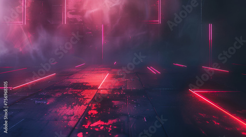 3D Technology Abstract Neon Light Background with Empty Space for Text or Design, Futuristic Digital Artwork for Innovation Concepts, Generative AI