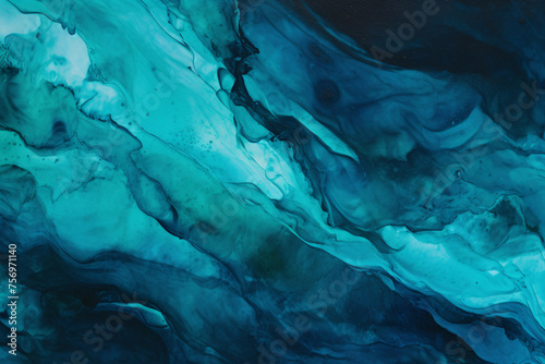 Wallpaper Mural Abstract teal and dark blue watercolor painting Torontodigital.ca