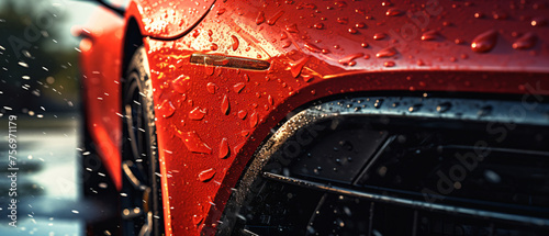 Close up view of luxury sports car wash © Ashley