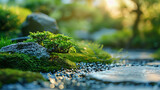 苔と石のある日本庭園の風景　Generative AI