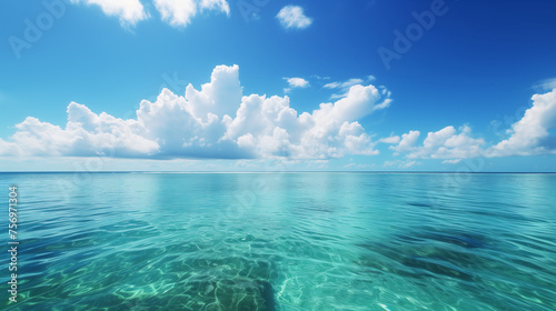 Ein Südsee Traum am Meer fotografiert mit Wolken im Hintergrund hellblaues Wasser glasklar für Urlaubsstimmung photo