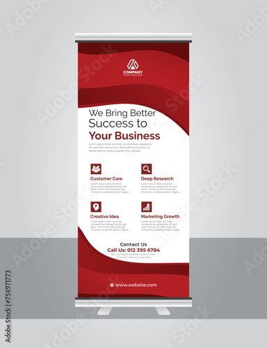 	
Corporate display standee polygonal rollup banner with Vector Template for business and advertisin