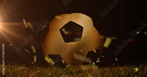 Image of spinning white globe over football ball