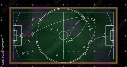 Image of digital interface over tactic plan of game