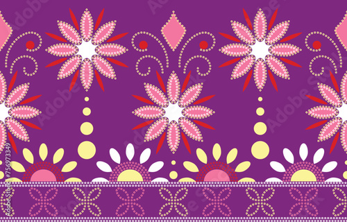 Ethnic Pattern. Ethnic India Bhandhani seamless pattern for embroidery, textile decoration and tile design.