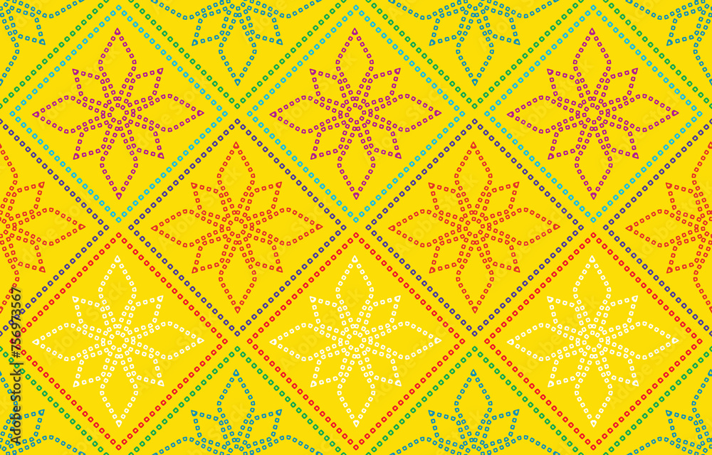 Ethnic Pattern. Ethnic India Bhandhani seamless pattern for embroidery, textile decoration and tile design.