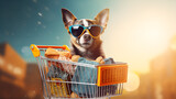 adorable puppy portrait grocery adventure heartwarming background