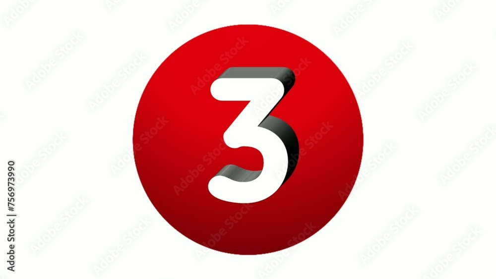 3D Number 3 three sign symbol animation motion graphics icon on red sphere on white background,cartoon video number for video elements 3D Number 3 three sign symbol animation motion graphics icon on red sphere on white background,cartoon video number for video elements