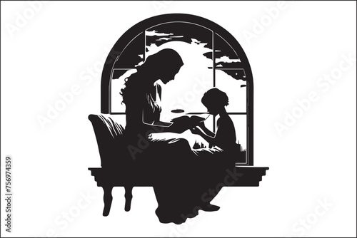  A Mother's Embrace
 Motherhood Silhouette
 Mom and Child Silhouette
Silhouette of Mother and Child
