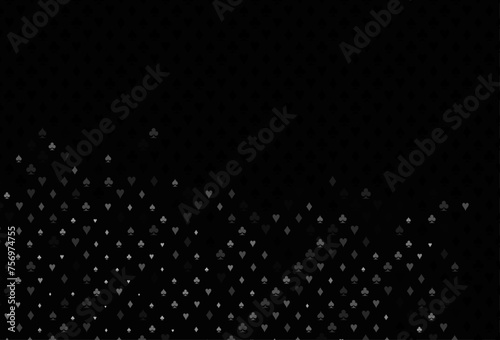 Dark silver, gray vector background with cards signs. photo