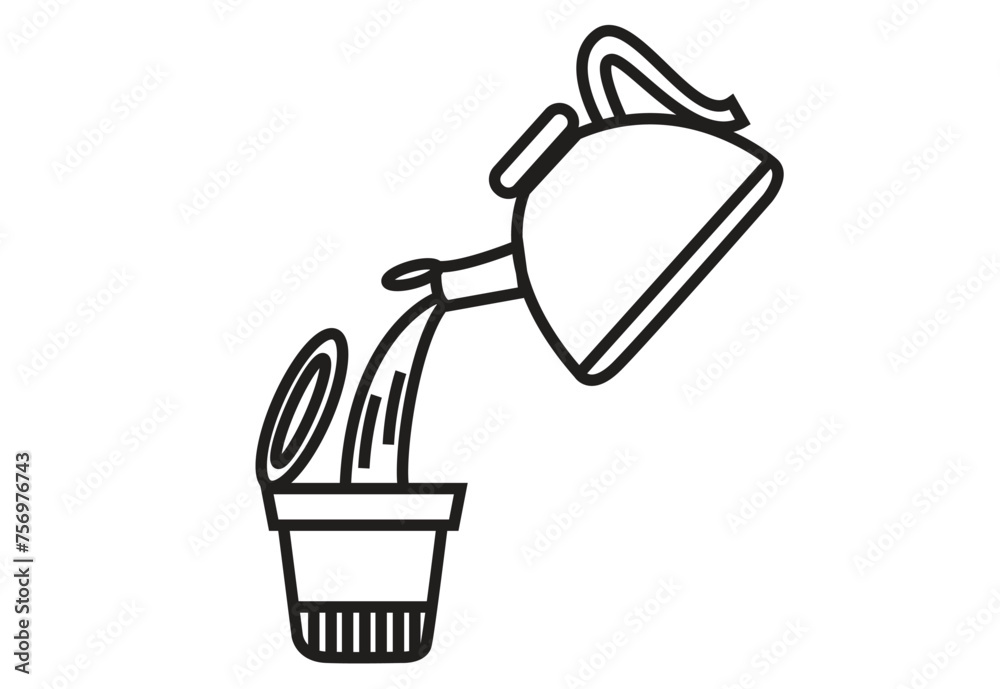 Pouring Hot Water on Instant Noodle Cup. Editable Clip Art. Pouring Hot Water on Instant Noodle Cup. Editable Clip Art.
