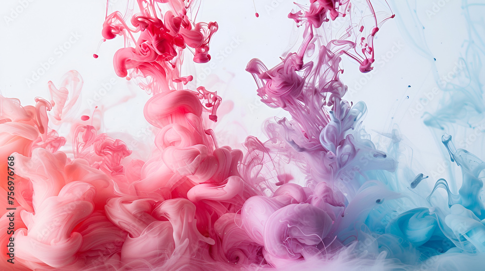 Vibrant Acrylic Colors and Ink Swirling in Water, Abstract Background with Colorful Fluid Motion, Artistic Concept for Creative Design Projects, Generative AI

