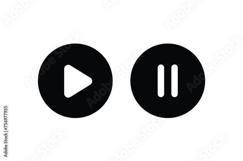play and pause multimedia buttons. black and white flat design