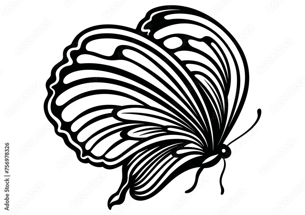 Naklejka premium Art Nouveau butterfly Graphic Accents, vector illustration, vintage elements