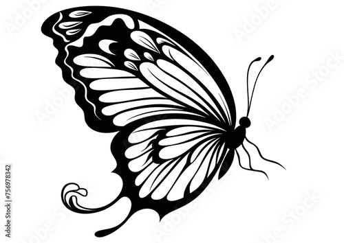 Art Nouveau butterfly Graphic Accents, vector illustration, vintage elements	
