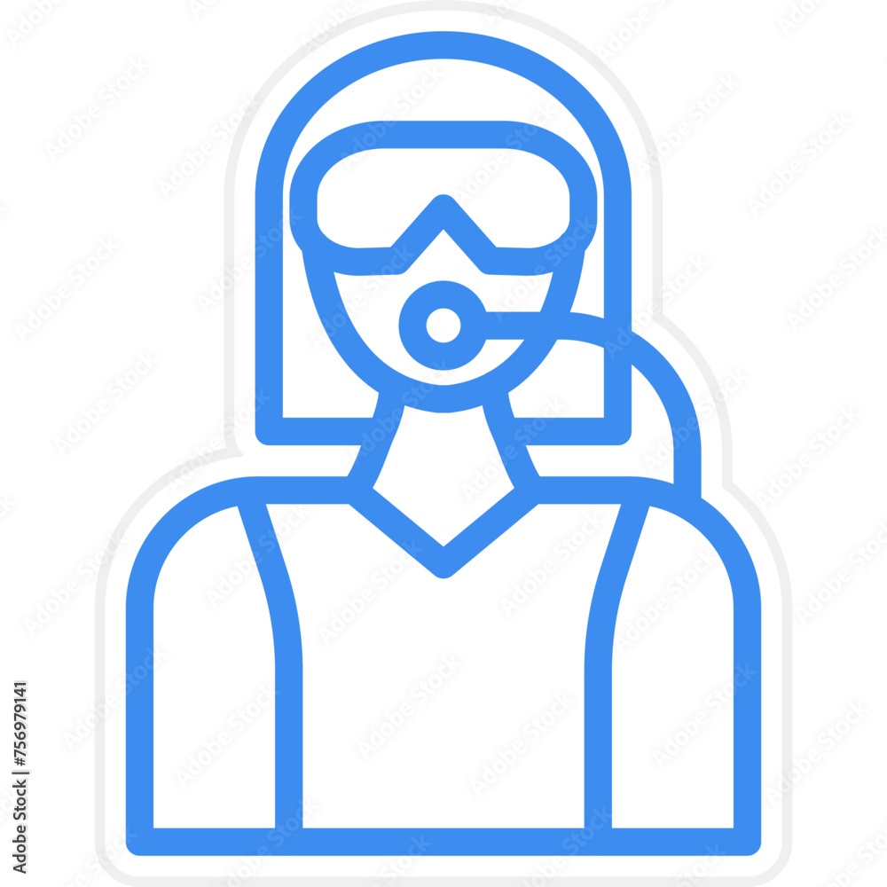 Diver Female Icon Style Diver Female Icon Style