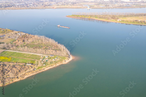 Aerial photography of the Xiangjiang waterway in Changsha, Hunan