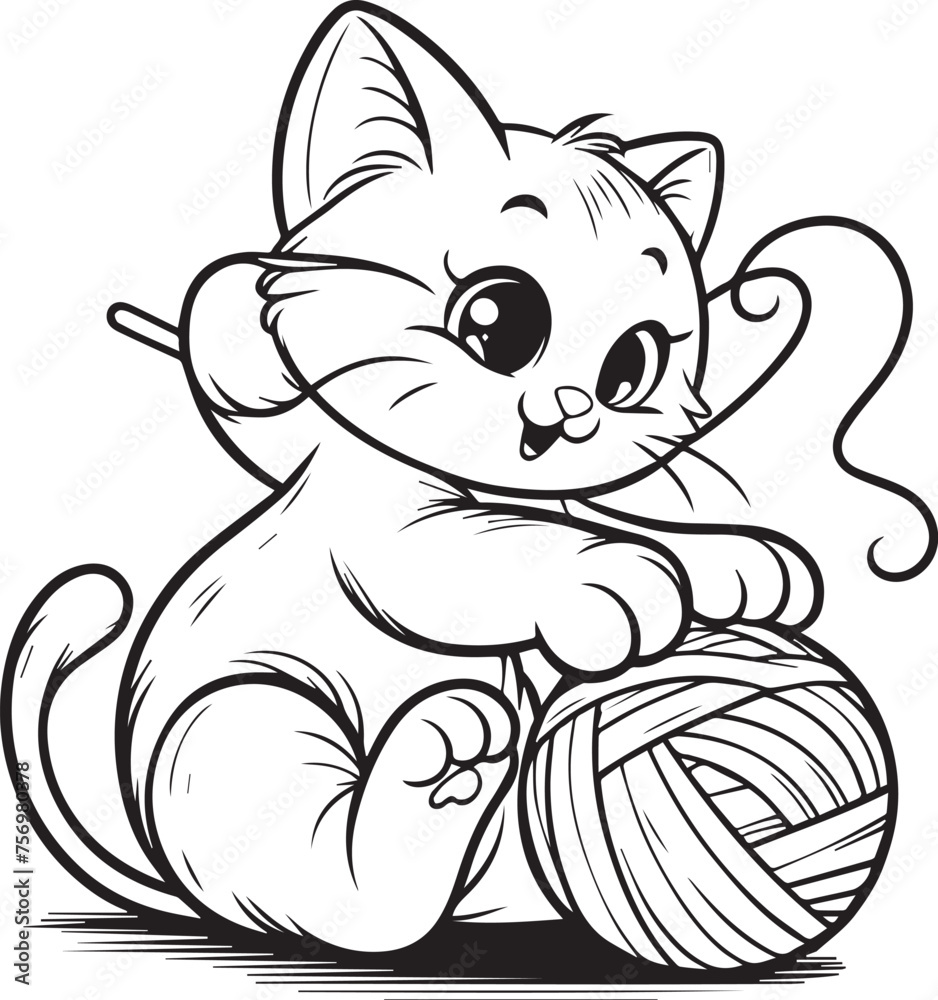 Obraz premium Hand drawn cat outline illustration