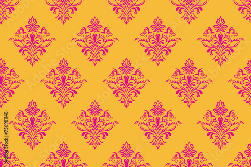 Ethnic Pattern. Ethnic India seamless pattern design oriental style. Damask India Motif.