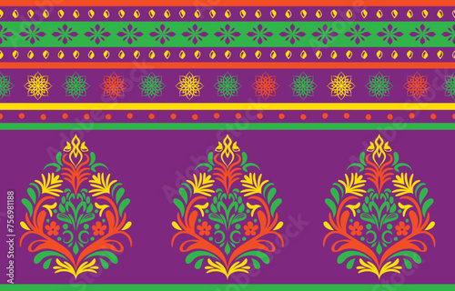 Ethnic Pattern. Ethnic India seamless pattern design oriental style. Damask India Motif.