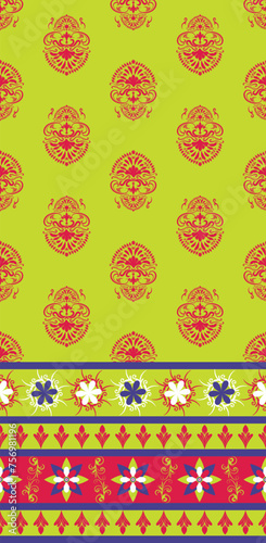 Ethnic Pattern. Ethnic India seamless pattern design oriental style. Damask India Motif.