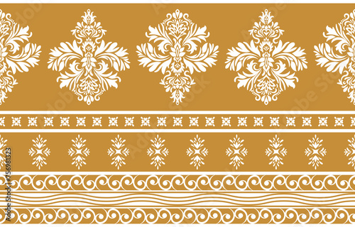 Ethnic Pattern. Ethnic India seamless pattern design oriental style. Damask India Motif.