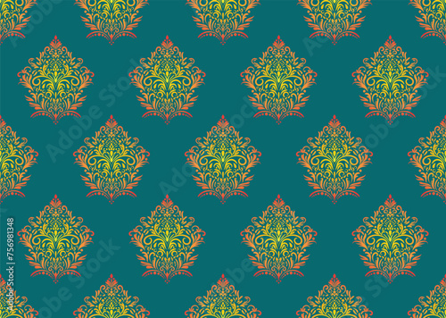 Ethnic Pattern. Ethnic India seamless pattern design oriental style. Damask India Motif.