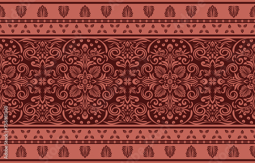 Ethnic Pattern. Ethnic India seamless pattern design oriental style. Damask India Motif.