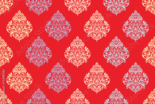 Ethnic Pattern. Ethnic India seamless pattern design oriental style. Damask India Motif.