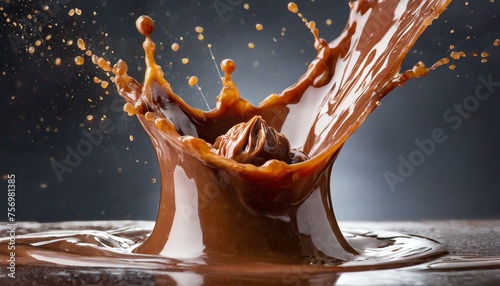Sweet Indulgence: Isolated Liquid Splashing of Chocolate Caramel"