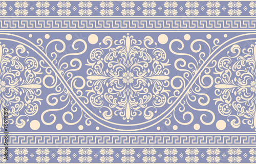 Ethnic Pattern. Ethnic India seamless pattern design oriental style. Damask India Motif.