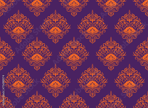Ethnic Pattern. Ethnic India seamless pattern design oriental style. Damask India Motif.